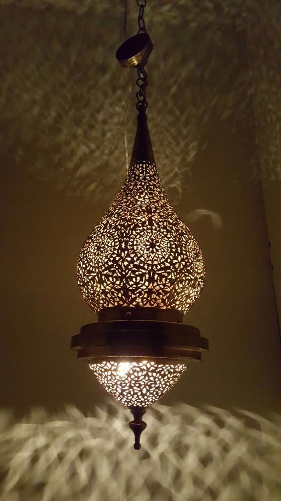Fez hanging brass lamp