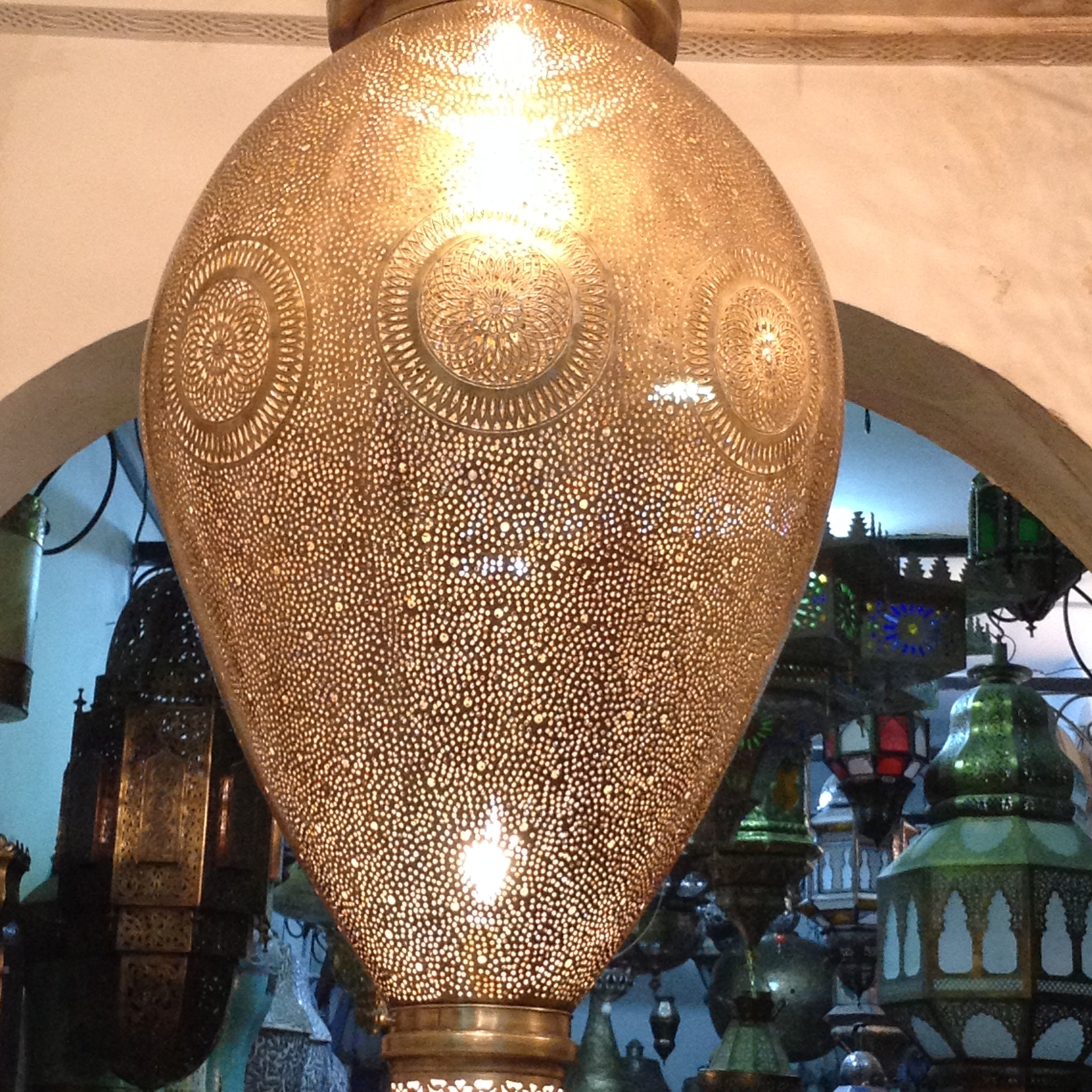 Marrakech riad brass lamp